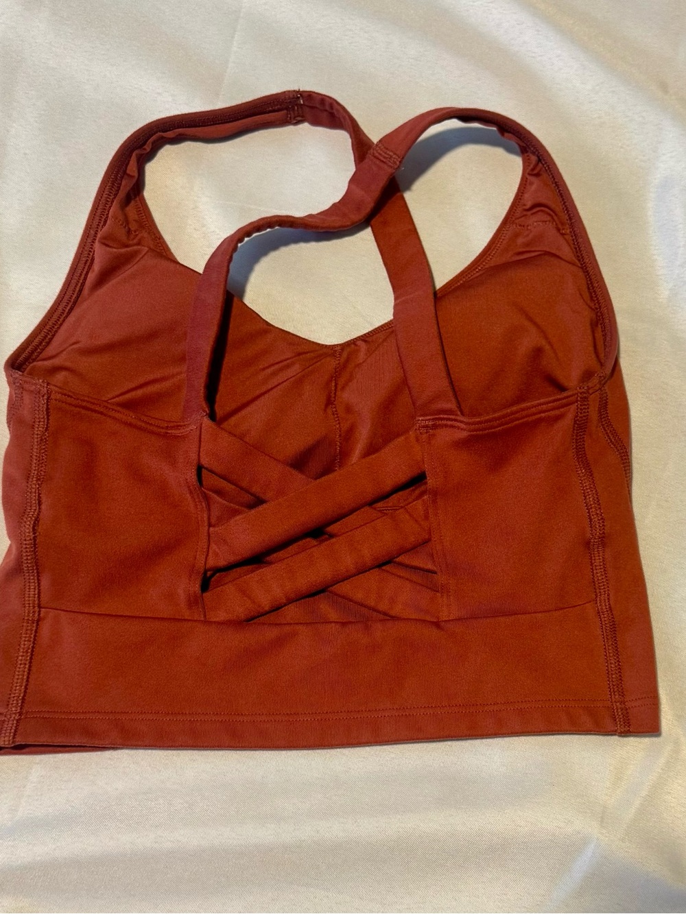 Champion C9 Strappy Lattice Back Longline Sports Bra Rust Terracotta Small
